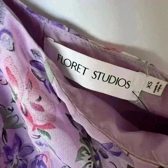 NWT! Floret Studios Floral Print One-shoulder Asymmetric Hem A-line Dress - Picture 4 of 7